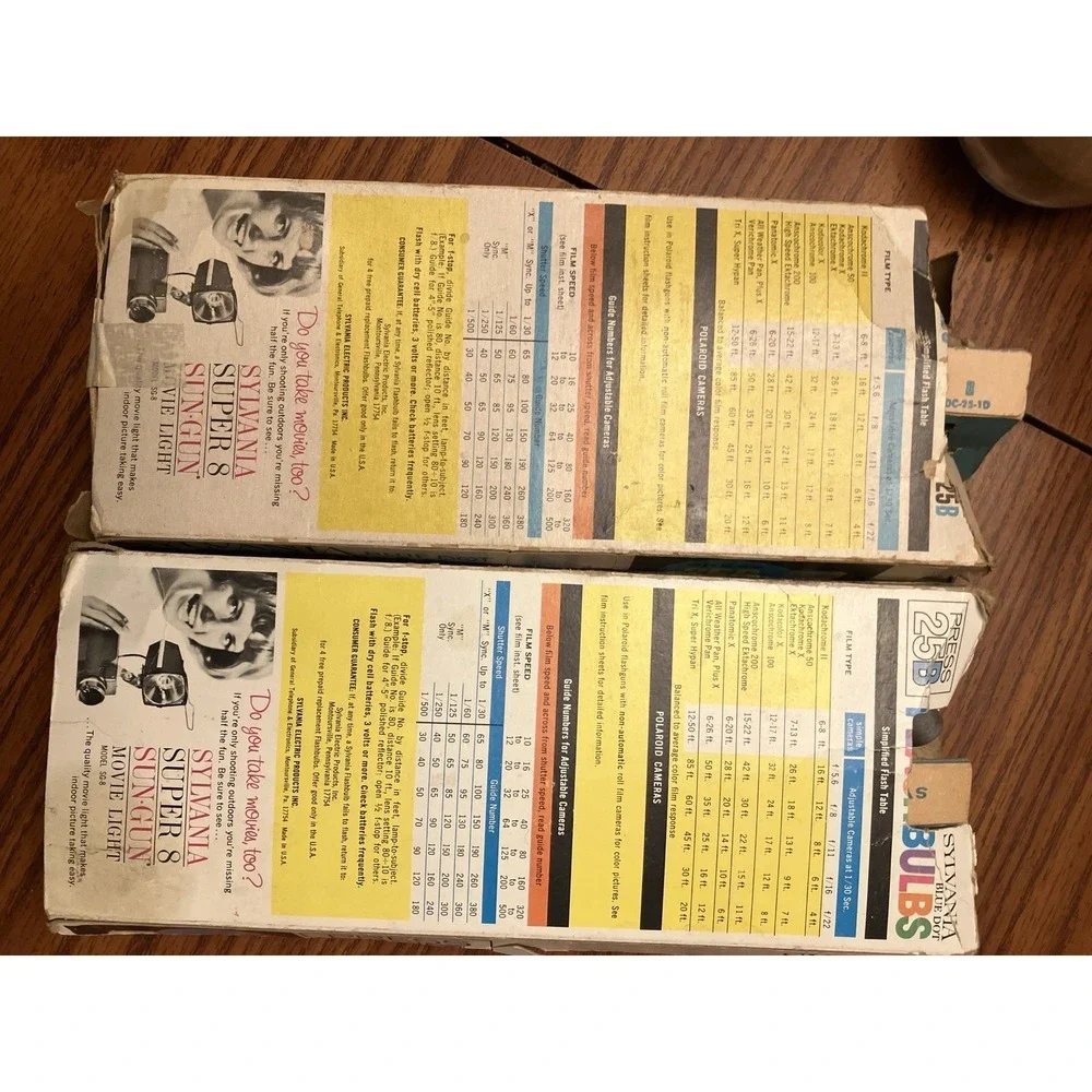 2 boxes/ 17 Total Vintage Sylvania Blue Dot Flashbulbs Press 25B Unused Open Box